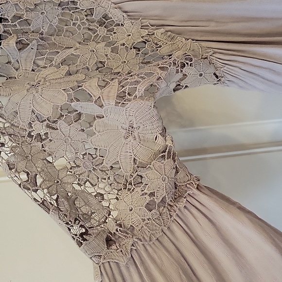 NWT Boho Grey Lace Button Front Blouse Vintage - Picture 4 of 8